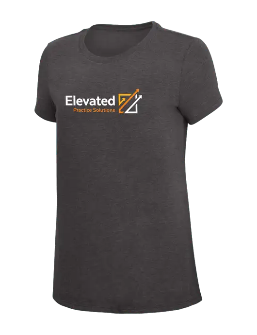 Womens Simply Soft Heather Charcoal 4.5oz  Poly/Combed Ring Spun Cotton T-Shirt w/Elevated Practice Solutions Logo
