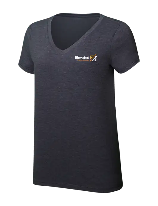 Womens Simply Soft V-Neck Heather Charcoal 4.5oz  Poly/Combed Ring Spun Cotton T-Shirt w/Elevated Practice Solutions Logo