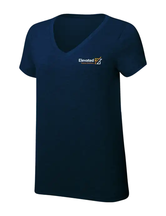 Womens Simply Soft V-Neck New Navy 4.5oz  Poly/Combed Ring Spun Cotton T-Shirt w/Elevated Practice Solutions Logo