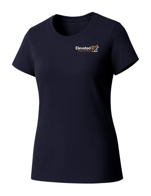 Womens Seriously Soft New Navy T-Shirt w/Elevated Practice Solutions Logo