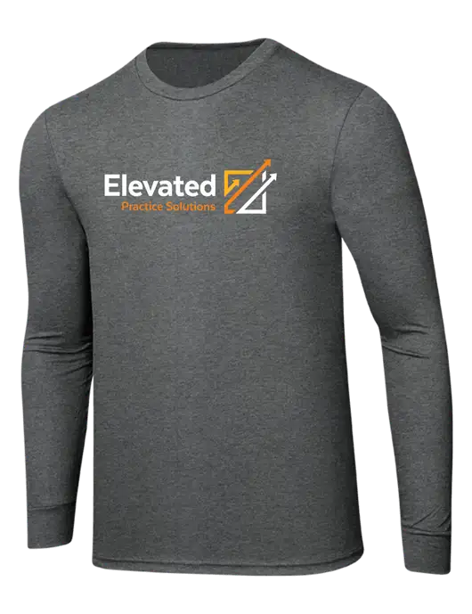 Simply Soft Long Sleeve Medium Grey Frost 4.5 oz, Poly/Combed Ring Spun Cotton T-Shirt w/Elevated Practice Solutions Logo