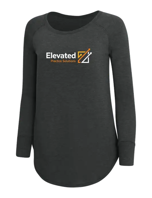 Womens Perfect Wide Collar Tunic Tri-Blend Black Frost 4.5 oz T-Shirt w/Elevated Practice Solutions Logo