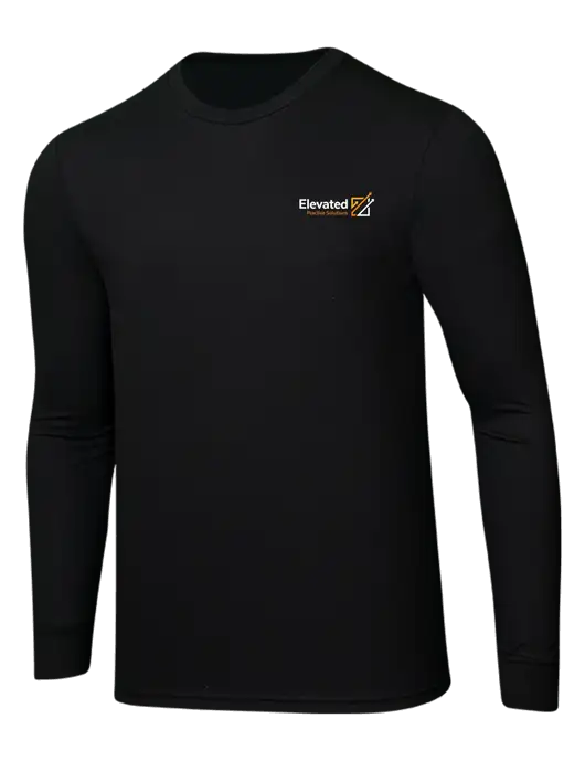 Simply Soft Long Sleeve Black 4.5 oz, Poly/Combed Ring Spun Cotton T-Shirt w/Elevated Practice Solutions Logo