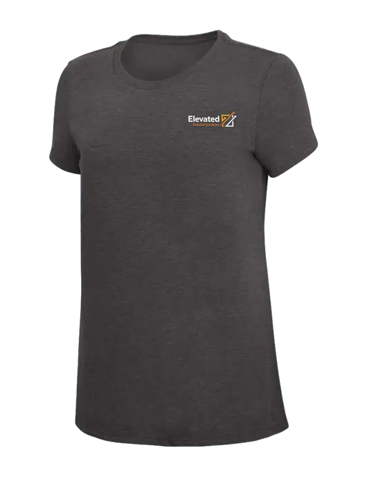 Womens Simply Soft Heather Charcoal 4.5oz  Poly/Combed Ring Spun Cotton T-Shirt w/Elevated Practice Solutions Logo