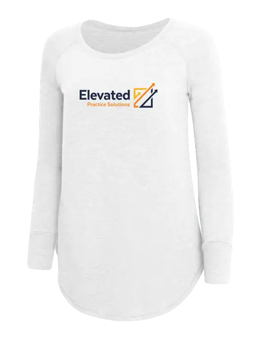 Womens Perfect Wide Collar Tunic Tri-Blend White 4.5 oz T-Shirt w/Elevated Practice Solutions Logo