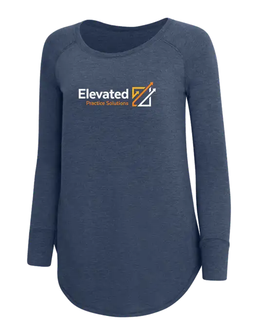 Womens Perfect Wide Collar Tunic Tri-Blend Navy Frost 4.5 oz T-Shirt w/Elevated Practice Solutions Logo
