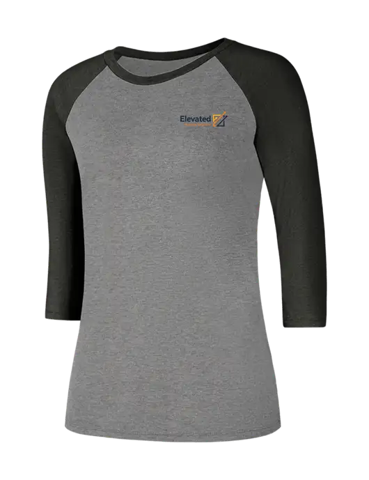 Womens Simply Soft 3/4 Sleeve Black Frost/Grey Frost Ring Spun Cotton T-Shirt w/Elevated Practice Solutions Logo