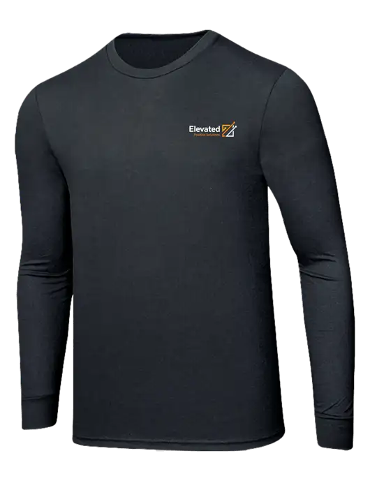 Simply Soft Long Sleeve Black Frost 4.5 oz, Poly/Combed Ring Spun Cotton T-Shirt w/Elevated Practice Solutions Logo