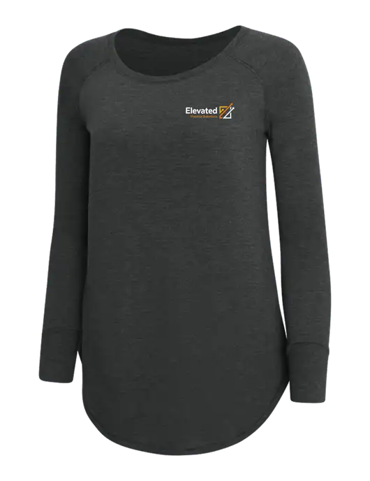 Womens Perfect Wide Collar Tunic Tri-Blend Black Frost 4.5 oz T-Shirt w/Elevated Practice Solutions Logo