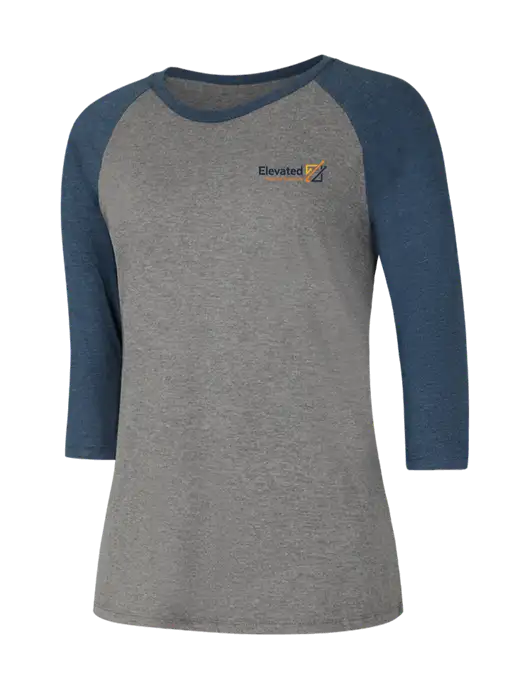 Womens Simply Soft 3/4 Sleeve Navy Frost/Grey Frost Ring Spun Cotton T-Shirt w/Elevated Practice Solutions Logo