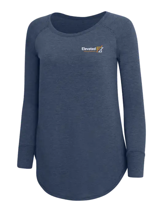 Womens Perfect Wide Collar Tunic Tri-Blend Navy Frost 4.5 oz T-Shirt w/Elevated Practice Solutions Logo