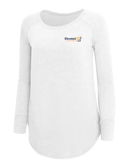 Womens Perfect Wide Collar Tunic Tri-Blend White 4.5 oz T-Shirt w/Elevated Practice Solutions Logo