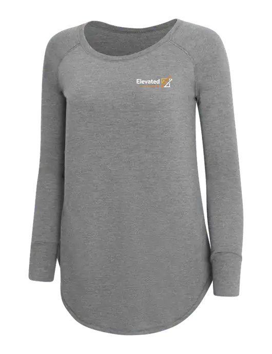 Womens Perfect Wide Collar Tunic Tri-Blend Grey Frost 4.5 oz T-Shirt w/Elevated Practice Solutions Logo