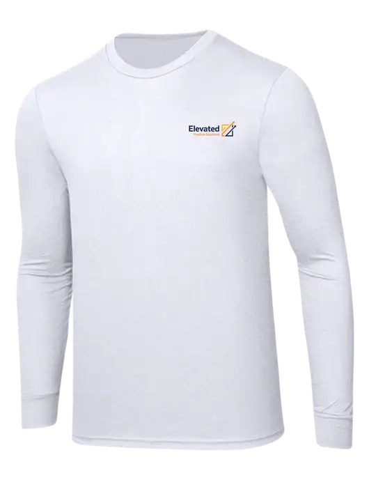 Simply Soft Long Sleeve White 4.5 oz, Poly/Combed Ring Spun Cotton T-Shirt w/Elevated Practice Solutions Logo