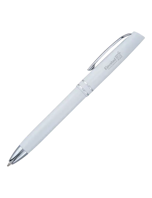 White Anguilla Black Ink Pen w/Elevated Practice Solutions Logo