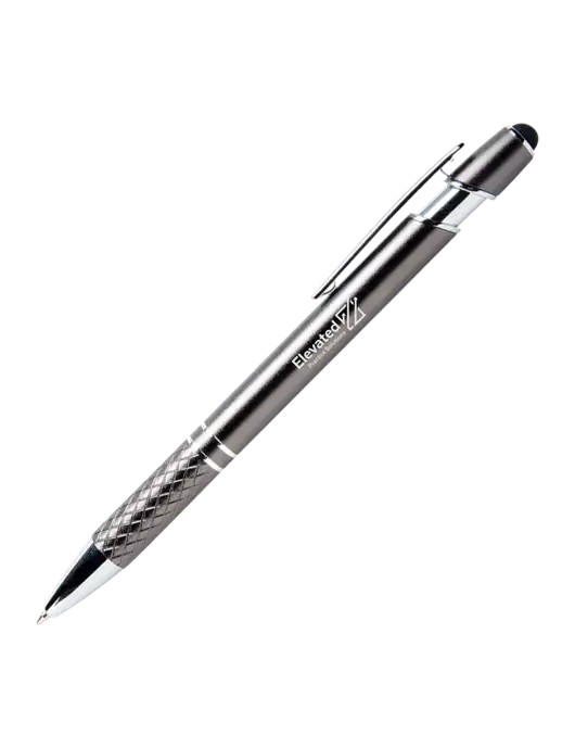 Valencia Gunmetal Stylus Pen - Black Ink w/Elevated Practice Solutions Logo