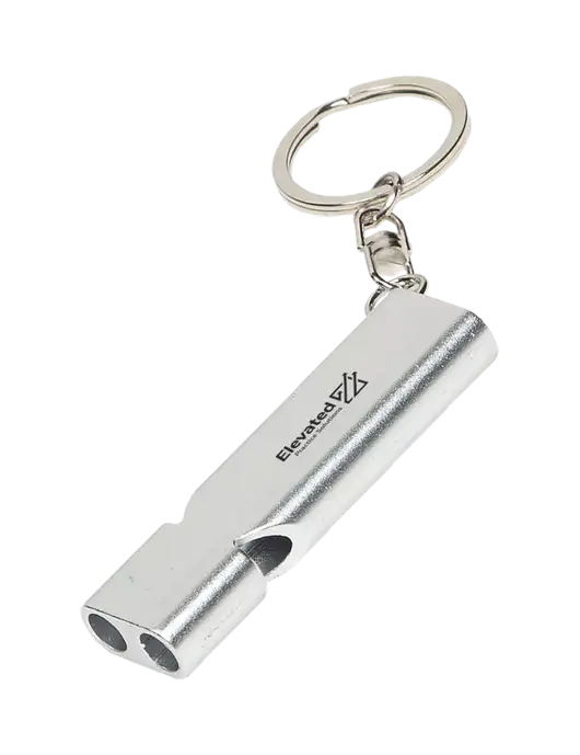 Quick Alert Silver Safety Whistle w/Elevated Practice Solutions Logo