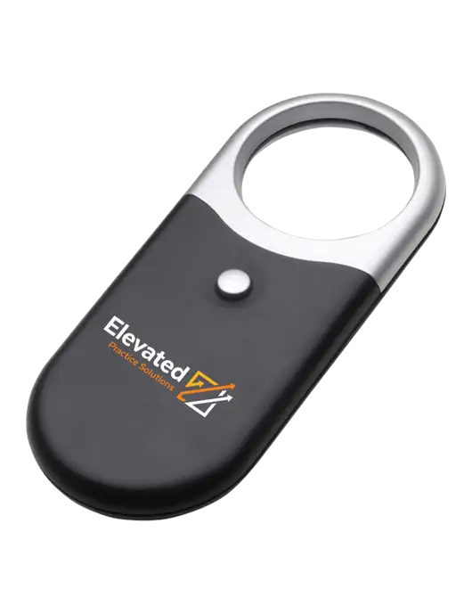 Compact Black Magnifier Light w/Elevated Practice Solutions Logo