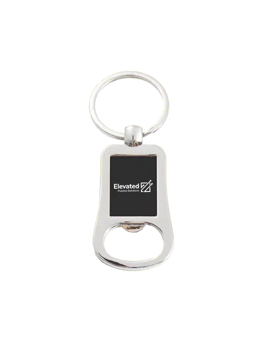 Silver & Black Bottle Opener Keychain w/Elevated Practice Solutions Logo