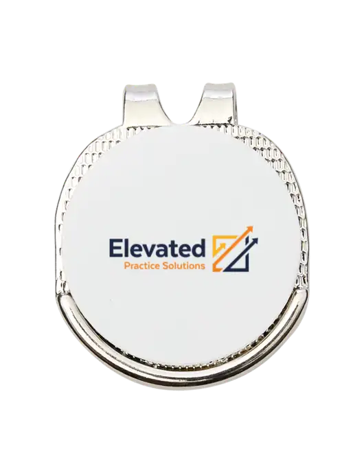 Antique Silver Hat Clip w/Golf Ball Marker w/Elevated Practice Solutions Logo