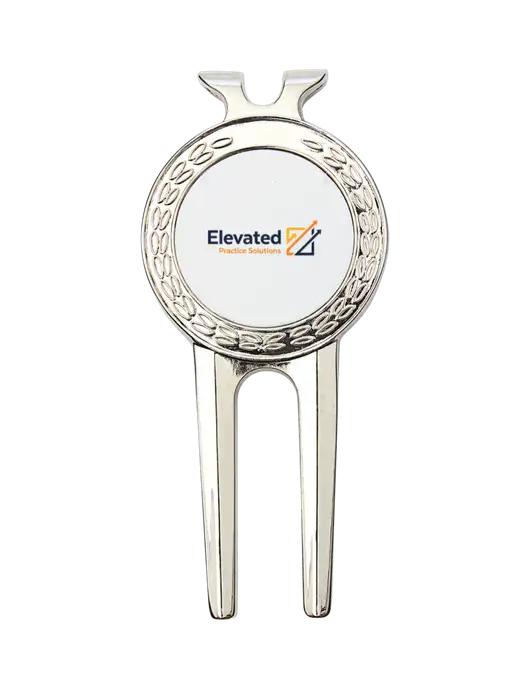 Silver Divot Tool, 1.5 x 3 w/Elevated Practice Solutions Logo