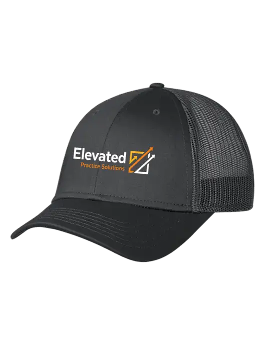 Charcoal Mesh Trucker Cap Snap Back w/Elevated Practice Solutions Logo