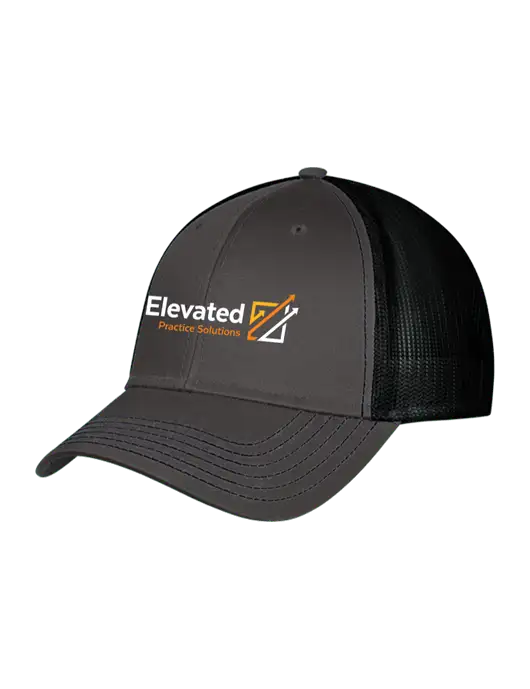 Charcoal & Black Mesh Trucker Cap Snap Back w/Elevated Practice Solutions Logo