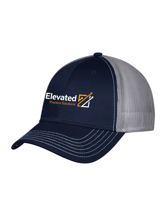 Navy & Grey Mesh Trucker Cap Snap Back w/Elevated Practice Solutions Logo