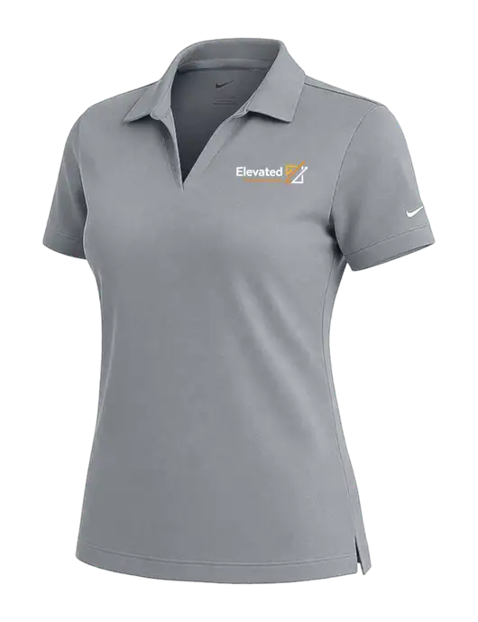 NIKE Medium Grey Womens Dri-Fit Micro Pique Polo w/Elevated Practice Solutions Logo