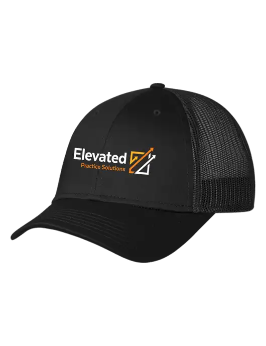 Black Mesh Trucker Cap Snap Back w/Elevated Practice Solutions Logo