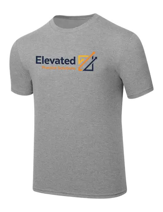 Simply Soft Heathered Light Grey 4.5oz  Poly/Combed Ring Spun Cotton T-Shirt w/Elevated Practice Solutions Logo