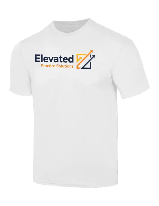 Simply Soft White 4.5oz  Poly/Combed Ring Spun Cotton T-Shirt w/Elevated Practice Solutions Logo