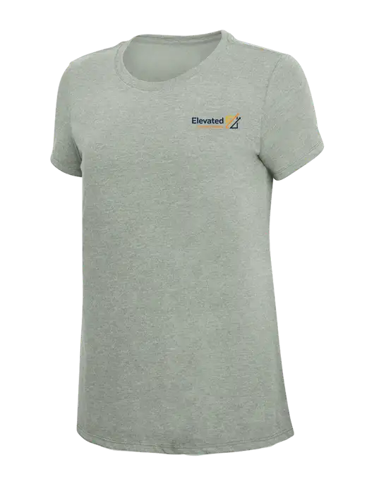 Womens Simply Soft Heathered Light Grey 4.5oz Poly/Combed Ring Spun Cotton T-Shirt w/Elevated Practice Solutions Logo