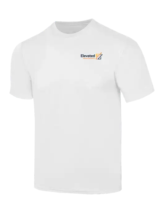 Simply Soft White 4.5oz  Poly/Combed Ring Spun Cotton T-Shirt w/Elevated Practice Solutions Logo
