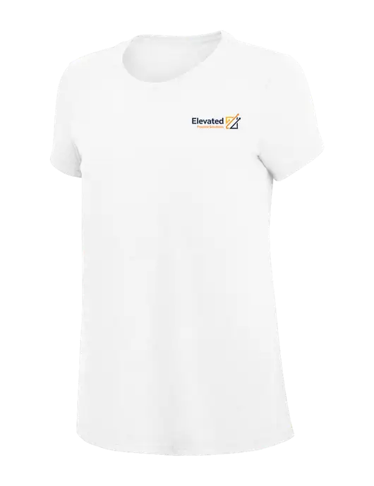 Womens Simply Soft White 4.5oz Poly/Combed Ring Spun Cotton T-Shirt
 w/Elevated Practice Solutions Logo