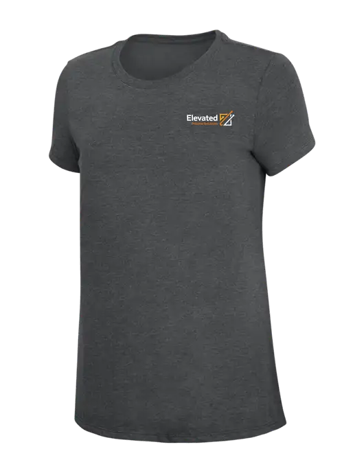 Womens Simply Soft Charcoal 4.5oz Poly/Combed Ring Spun Cotton T-Shirt w/Elevated Practice Solutions Logo