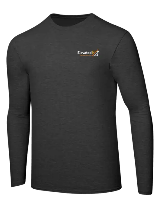 Ring Spun Dark Heather Grey 4.5 oz Long Sleeve T-Shirt w/Elevated Practice Solutions Logo