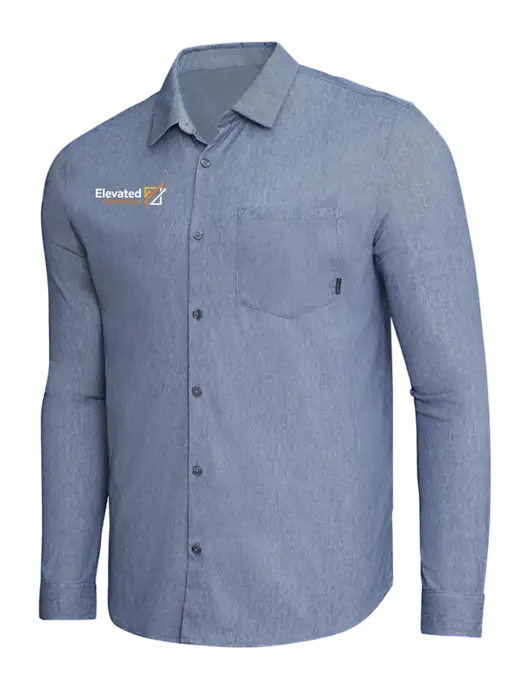 OGIO Slate Blue Heather Extend Long Sleeve Button Up Shirt w/Elevated Practice Solutions Logo