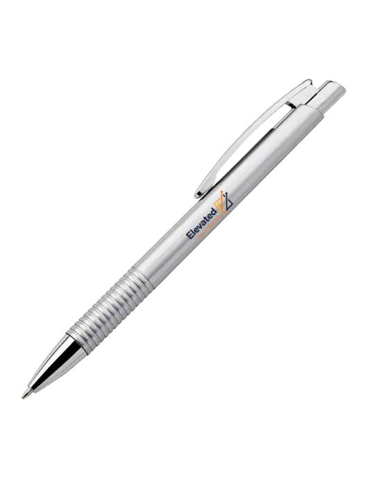 Malay Silver Ballpoint Pen - Blue Ink w/Elevated Practice Solutions Logo
