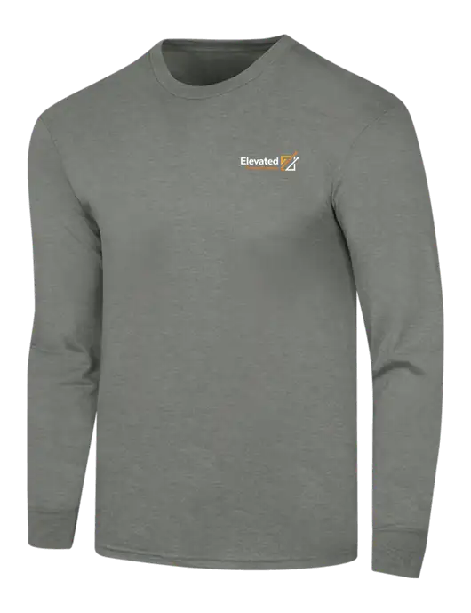 Simply Soft Long Sleeve Heathered Charcoal 4.5 oz, Poly/Combed Ring Spun Cotton T-Shirt w/Elevated Practice Solutions Logo