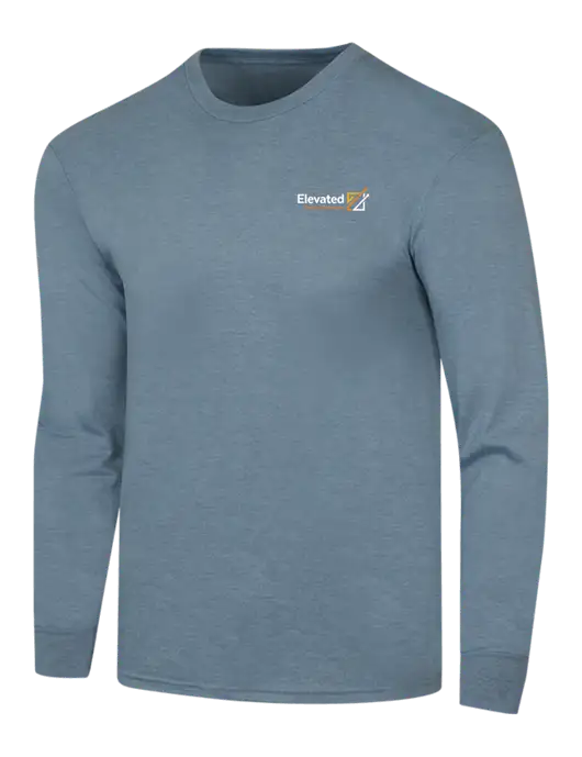 Simply Soft Long Sleeve Slate Blue Heather 4.5 oz, Poly/Combed Ring Spun Cotton T-Shirt w/Elevated Practice Solutions Logo