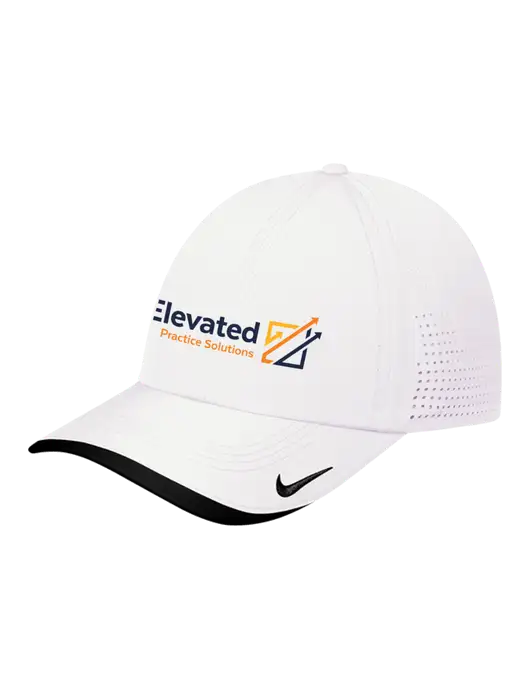 Nike White/Black Dri-FIT Perforated Performance Cap w/Elevated Practice Solutions Logo