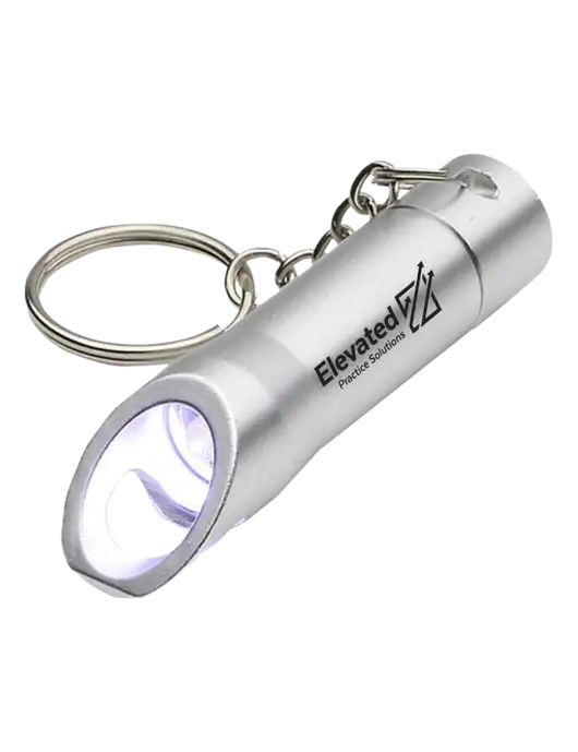Silver Pocket LED Flashlight with Bottle Opener & Keychain w/Elevated Practice Solutions Logo