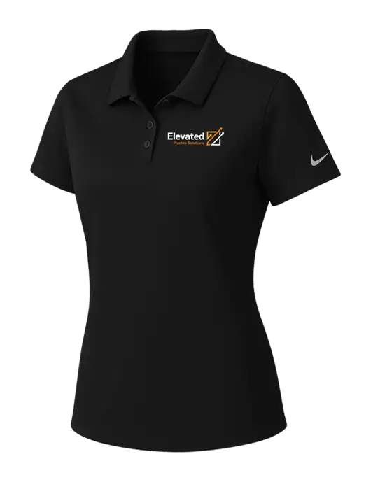 Nike Womens Black Dry Essential Solid Polo w/Elevated Practice Solutions Logo