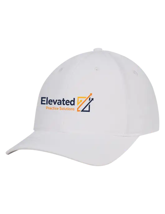 White Nylon Twill Performance Cap w/Elevated Practice Solutions Logo