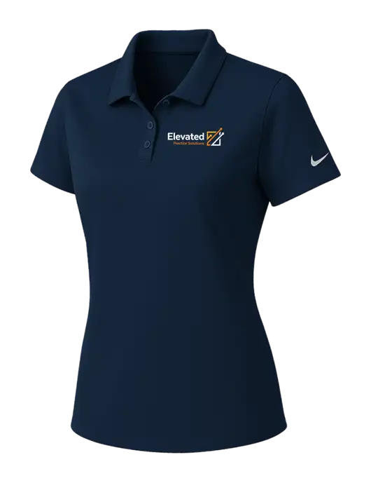 Nike Womens Navy Dry Essential Solid Polo w/Elevated Practice Solutions Logo