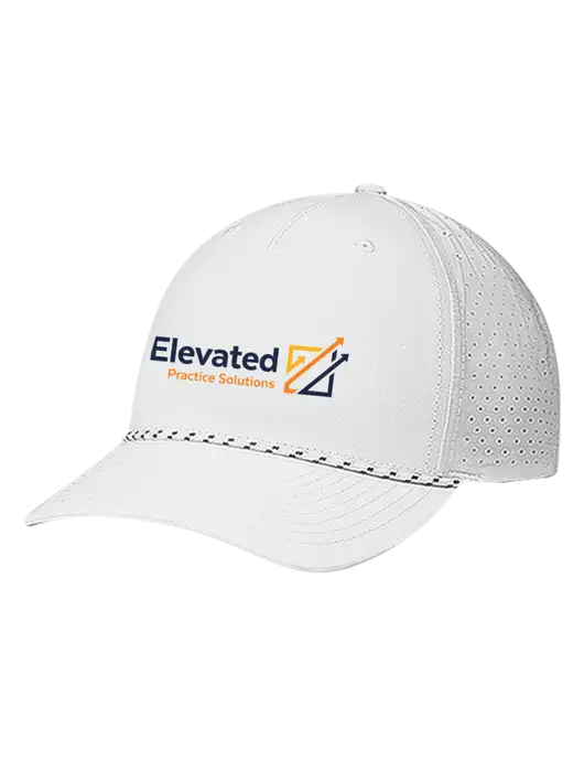 Richardson Laser Perf Performance White/White-Black Rope Cap w/Elevated Practice Solutions Logo