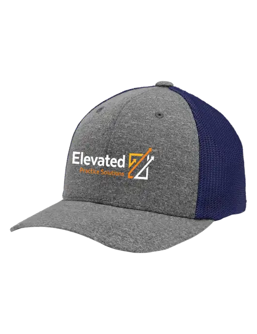 Flexfit Navy/Medium Grey Heather Melange Mesh Back Trucker Cap w/Elevated Practice Solutions Logo