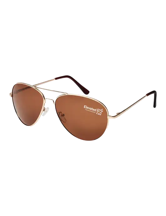 Aviator Coffee Brown with Gold Sunglasses  w/Elevated Practice Solutions Logo