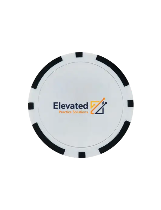 Black Poker Chip Ball Marker w/Elevated Practice Solutions Logo